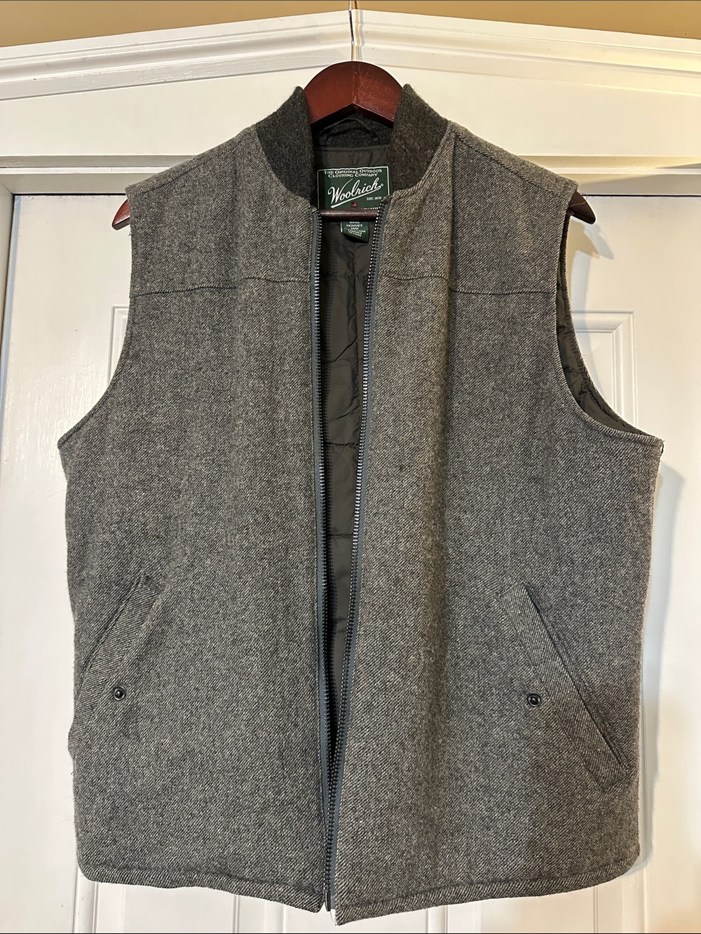 Woolrich Men's Gray Wool-Blend Zip Vest